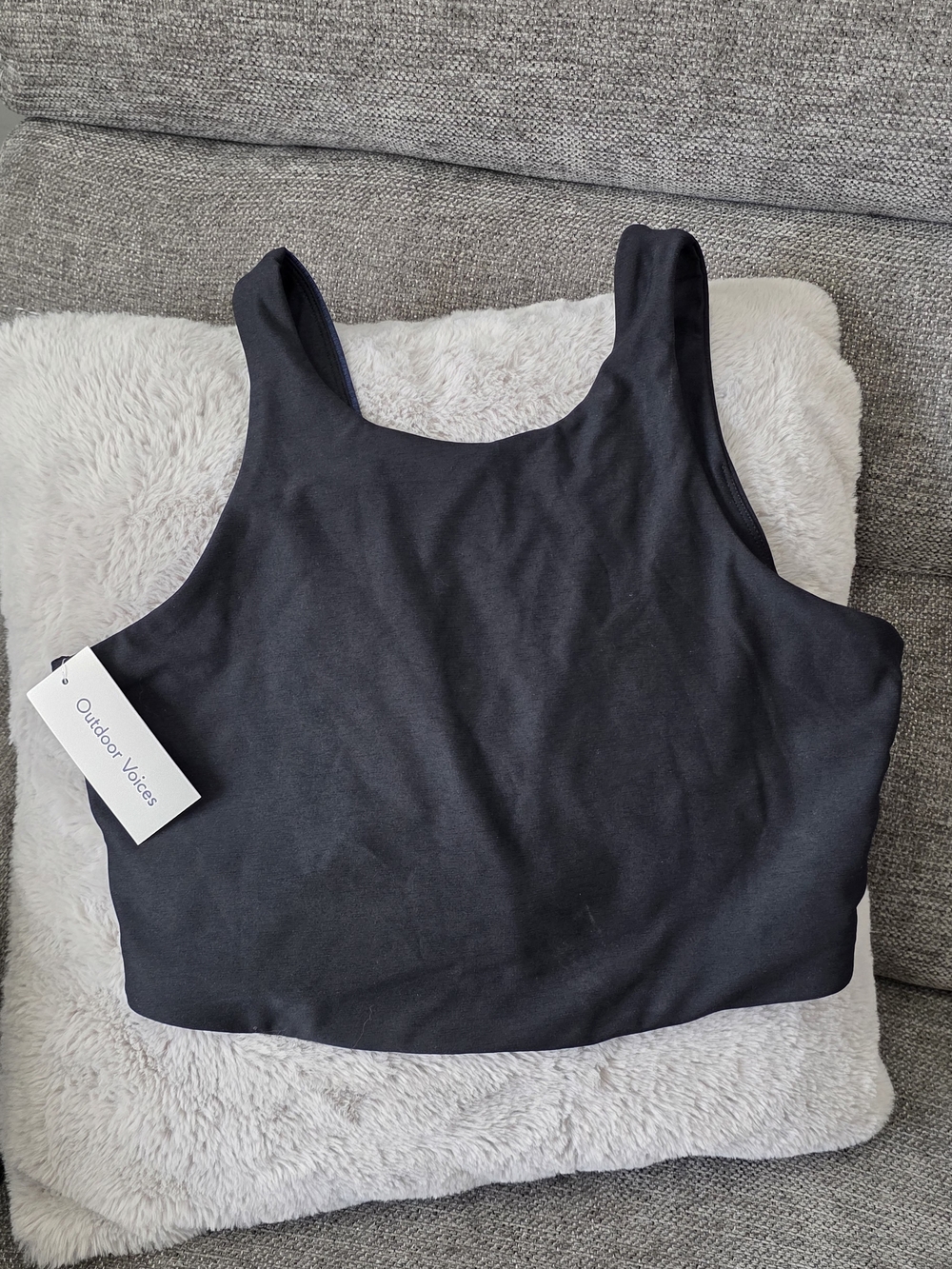 Outdoor Voices Black with Heather Gray Band Active Sports Bra